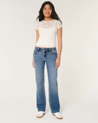Low-Rise Medium Wash Relaxed Straight Jeans,Low-Rise Medium Wash Relaxed Straight Jeans