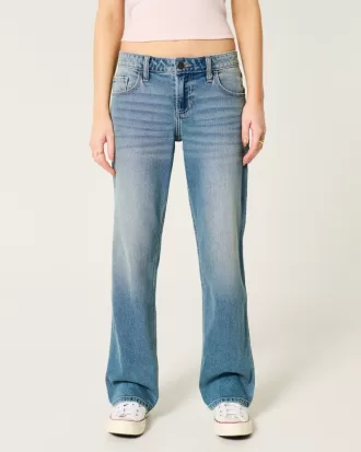 Low-Rise Medium Wash Relaxed Straight Jeans,Low-Rise Medium Wash Relaxed Straight Jeans