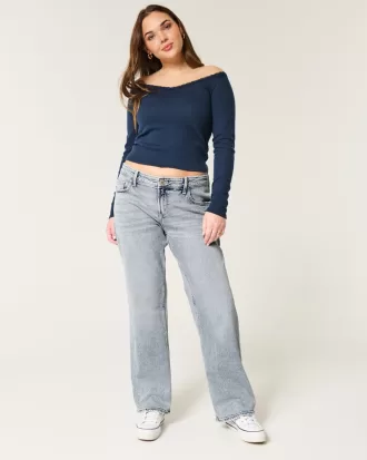 Low-Rise Medium Wash Relaxed Straight Jeans,Low-Rise Medium Wash Relaxed Straight Jeans