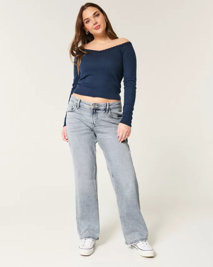 Low-Rise Medium Wash Relaxed Straight Jeans,Low-Rise Medium Wash Relaxed Straight Jeans