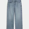 Low-Rise Medium Wash Studded Baggy Jeans,Low-Rise Medium Wash Studded Baggy Jeans