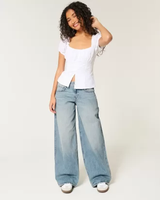 Low-Rise Medium Wash Super Baggy Jeans,Low-Rise Medium Wash Super Baggy Jeans