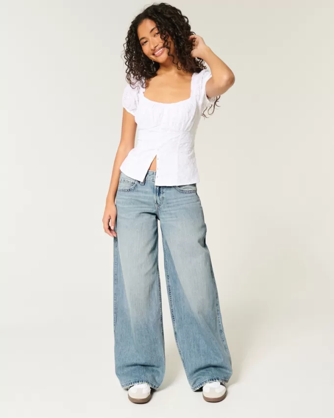 Low-Rise Medium Wash Super Baggy Jeans,Low-Rise Medium Wash Super Baggy Jeans