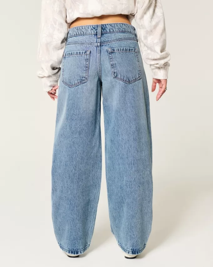 Low-Rise Medium Wash Tapered Baggy Jeans,Low-Rise Medium Wash Tapered Baggy Jeans