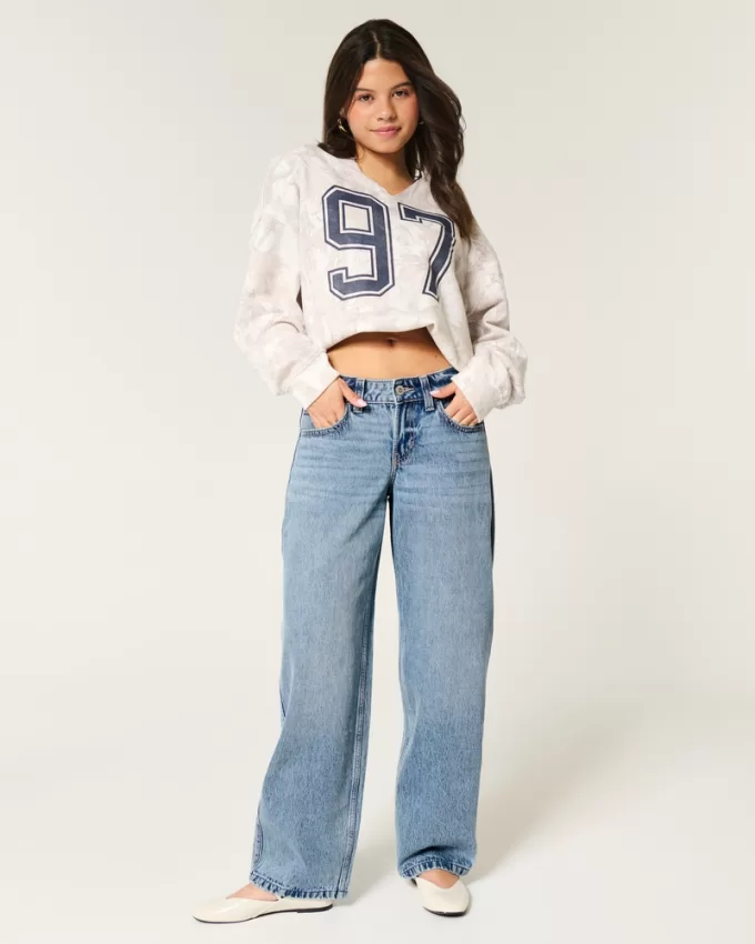 Low-Rise Medium Wash Tapered Baggy Jeans,Low-Rise Medium Wash Tapered Baggy Jeans