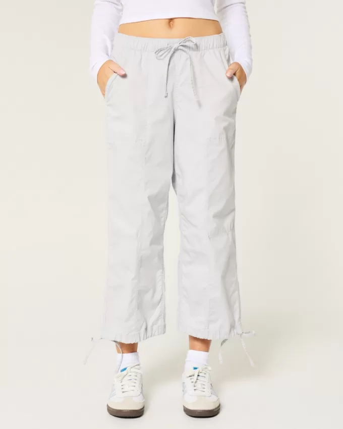 Low-Rise Poplin Baggy Capri Pants,Low-Rise Poplin Baggy Capri Pants