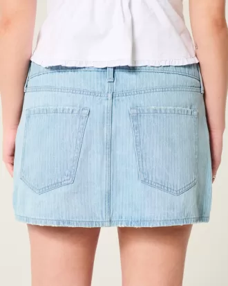 Low-Rise Railroad Stripe Denim Mini Skort,Low-Rise Railroad Stripe Denim Mini Skort