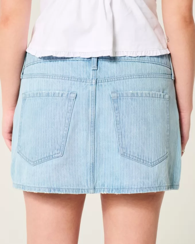 Low-Rise Railroad Stripe Denim Mini Skort,Low-Rise Railroad Stripe Denim Mini Skort