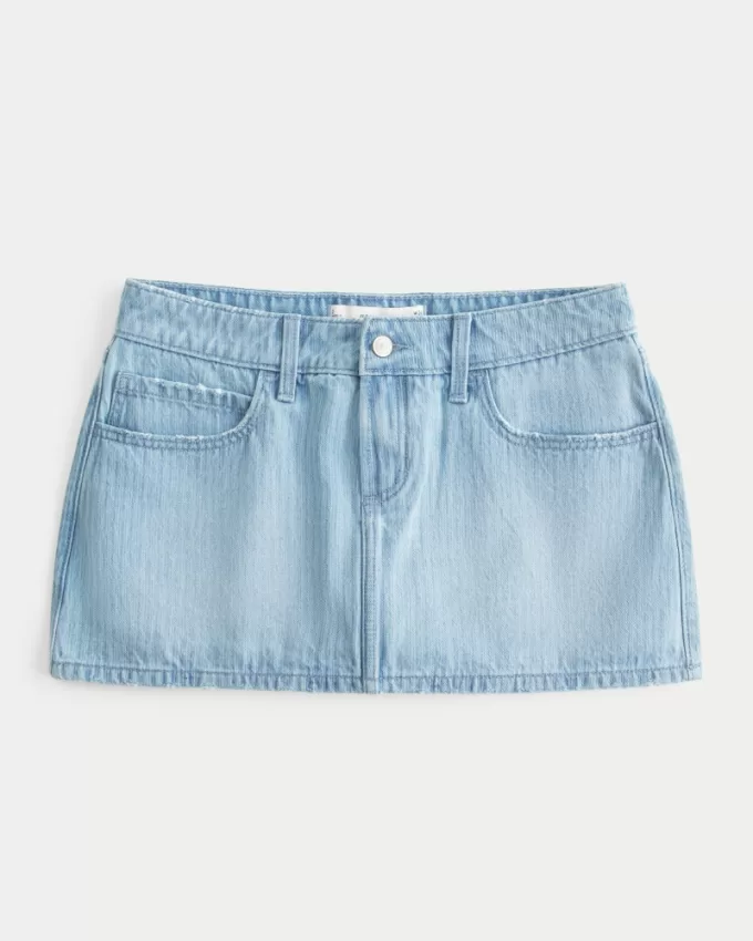Low-Rise Railroad Stripe Denim Mini Skort,Low-Rise Railroad Stripe Denim Mini Skort