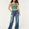 Low-Rise Ripped Dark Wash Baggy Jeans,Low-Rise Ripped Dark Wash Baggy Jeans