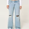 Low-Rise Ripped Light Wash Baggy Jeans,Low-Rise Ripped Light Wash Baggy Jeans
