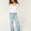 Low-Rise Ripped Light Wash Baggy Jeans,Low-Rise Ripped Light Wash Baggy Jeans
