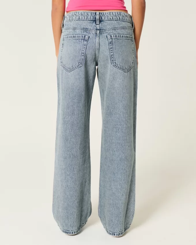 Low-Rise Ripped Light Wash Baggy Jeans,Low-Rise Ripped Light Wash Baggy Jeans