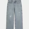 Low-Rise Ripped Light Wash Baggy Jeans,Low-Rise Ripped Light Wash Baggy Jeans