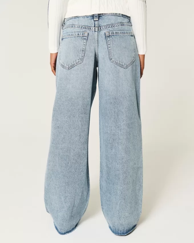 Low-Rise Ripped Medium Wash Super Baggy Jeans,Low-Rise Ripped Medium Wash Super Baggy Jeans