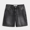 Low-Rise Washed Black Baggy Jort,Low-Rise Washed Black Baggy Jort