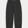 Low-Rise Washed Black Barrel Jeans,Low-Rise Washed Black Barrel Jeans