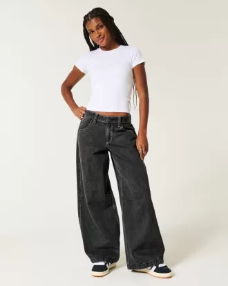 Low-Rise Washed Black Extreme Baggy Jeans,Low-Rise Washed Black Extreme Baggy Jeans