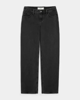 Low-Rise Washed Black Loose Jeans,Low-Rise Washed Black Loose Jeans