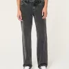Low-Rise Washed Black Relaxed Straight Jeans,Low-Rise Washed Black Relaxed Straight Jeans