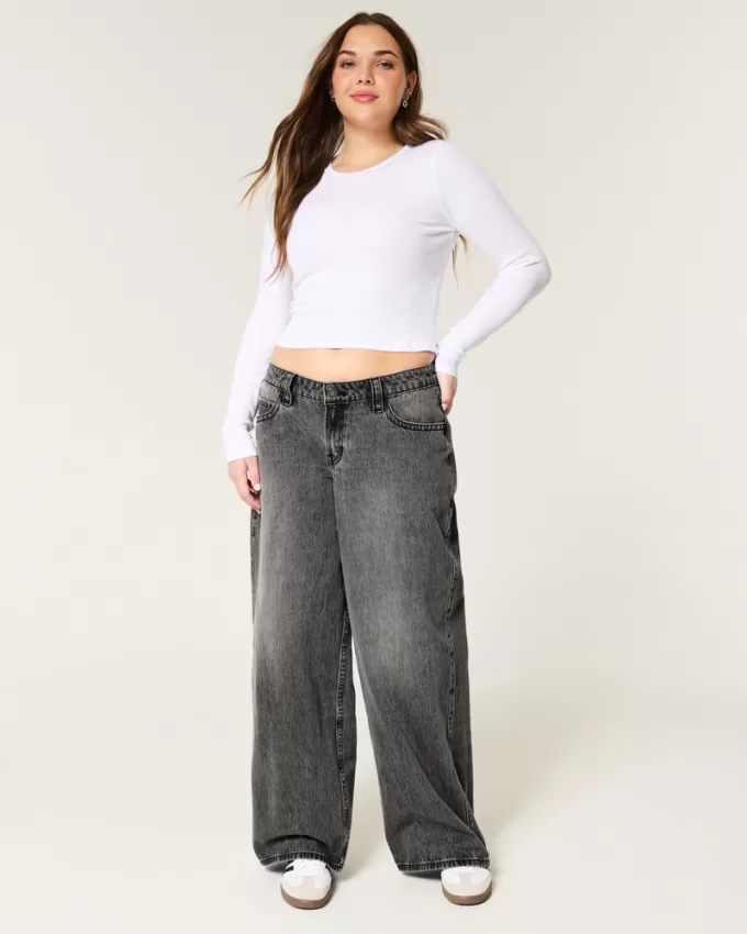 Low-Rise Washed Black Super Baggy Jeans,Low-Rise Washed Black Super Baggy Jeans
