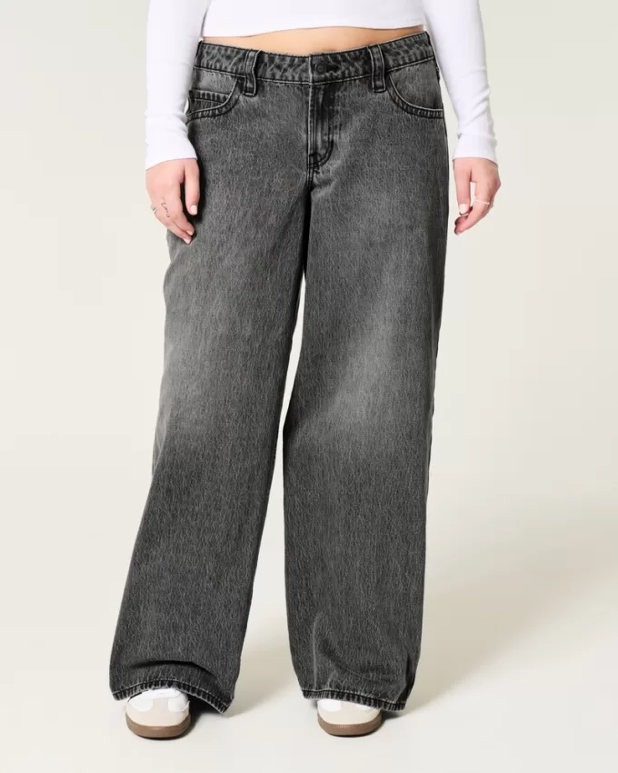 Low-Rise Washed Black Super Baggy Jeans,Low-Rise Washed Black Super Baggy Jeans