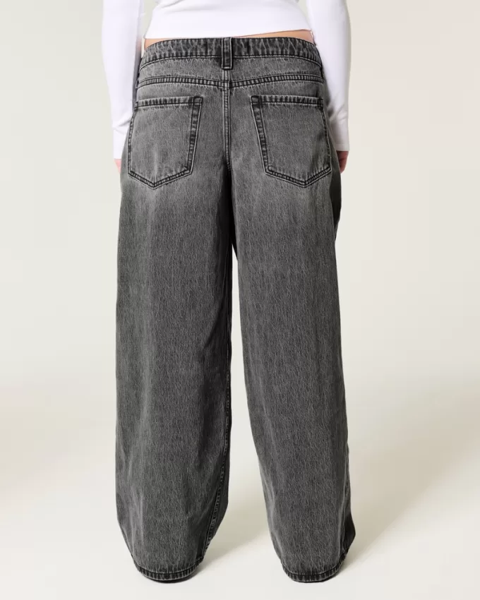 Low-Rise Washed Black Super Baggy Jeans,Low-Rise Washed Black Super Baggy Jeans