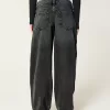 Low-Rise Washed Black Tapered Baggy Jeans,Low-Rise Washed Black Tapered Baggy Jeans