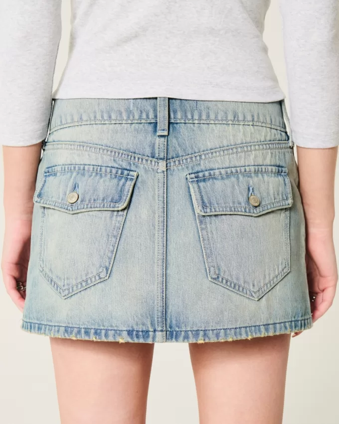 Low-Rise Y2K Chop Pocket Denim Mini Skort,Low-Rise Y2K Chop Pocket Denim Mini Skort