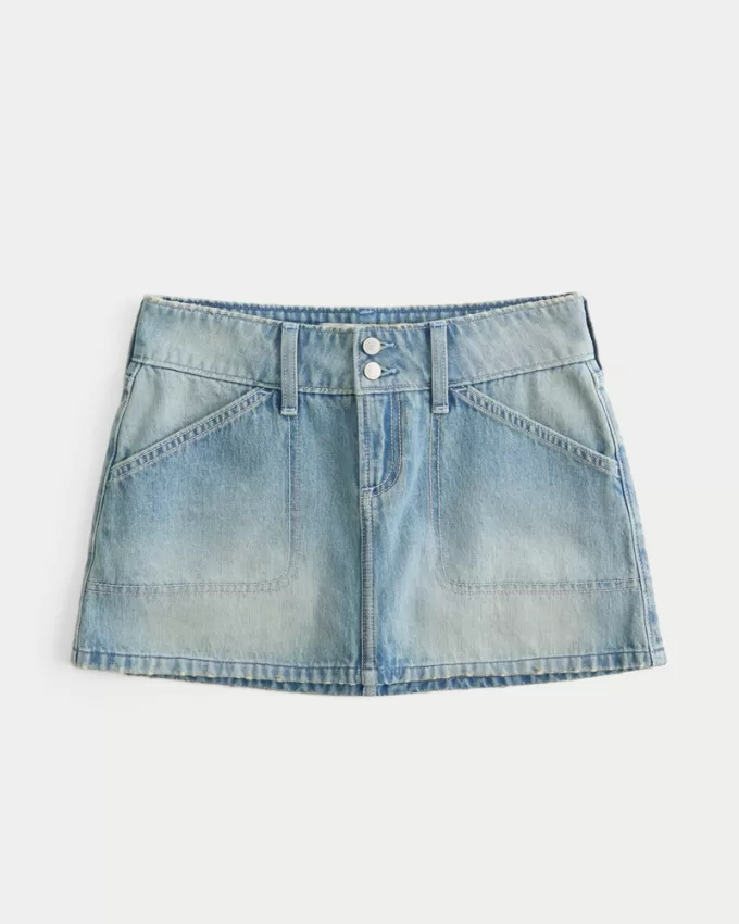 Low-Rise Y2K Chop Pocket Denim Mini Skort,Low-Rise Y2K Chop Pocket Denim Mini Skort