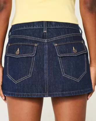 Low-Rise Y2K Chop Pocket Denim Mini Skort,Low-Rise Y2K Chop Pocket Denim Mini Skort