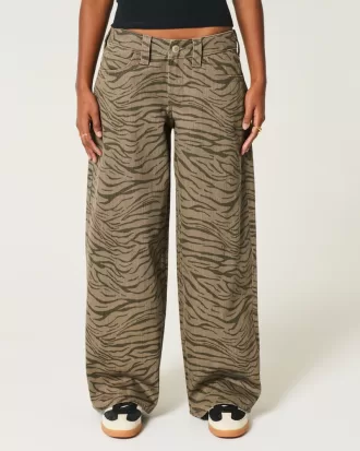 Low-Rise Zebra Pattern Super Baggy Jeans,Low-Rise Zebra Pattern Super Baggy Jeans