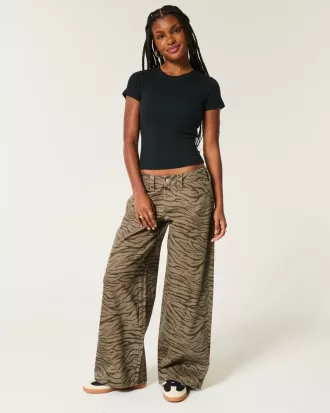 Low-Rise Zebra Pattern Super Baggy Jeans,Low-Rise Zebra Pattern Super Baggy Jeans