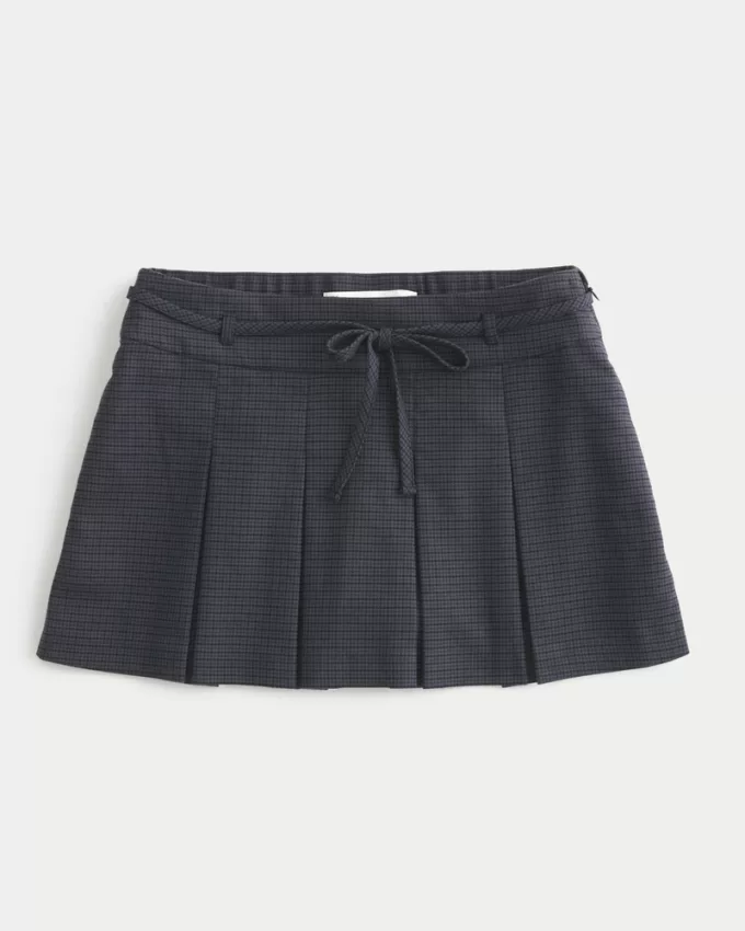 Mid-Rise Pleated Mini Skort,Mid-Rise Pleated Mini Skort
