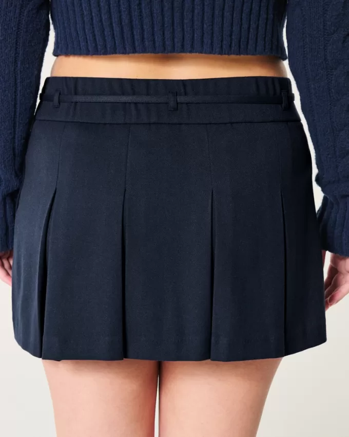 Mid-Rise Pleated Mini Skort,Mid-Rise Pleated Mini Skort