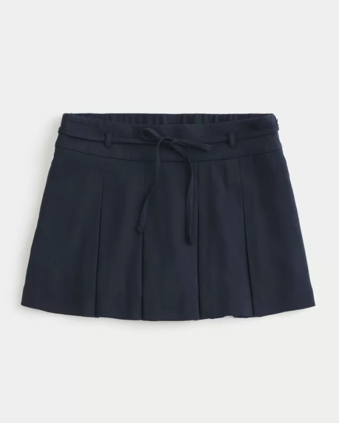 Mid-Rise Pleated Mini Skort,Mid-Rise Pleated Mini Skort