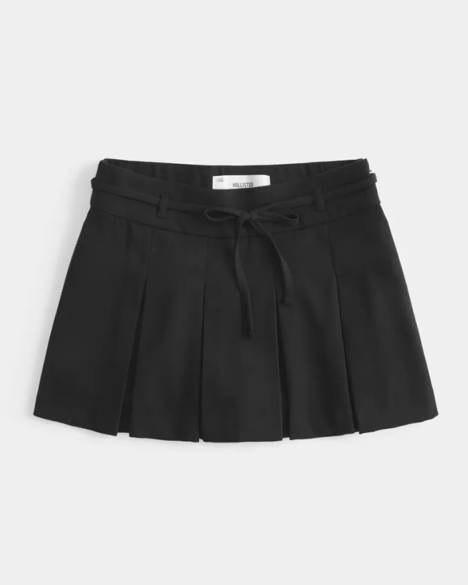Mid-Rise Pleated Mini Skort,Mid-Rise Pleated Mini Skort