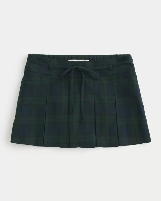 Mid-Rise Pleated Mini Skort,Mid-Rise Pleated Mini Skort