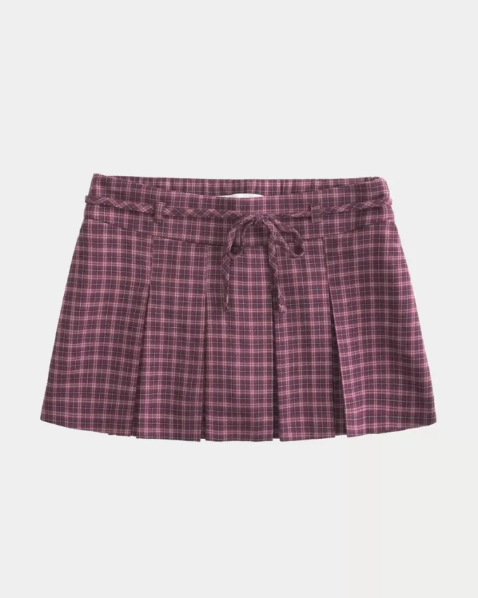 Mid-Rise Pleated Mini Skort,Mid-Rise Pleated Mini Skort