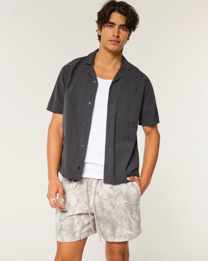 Mid-Thigh Camo Loose Fleece Shorts,Mid-Thigh Camo Loose Fleece Shorts
