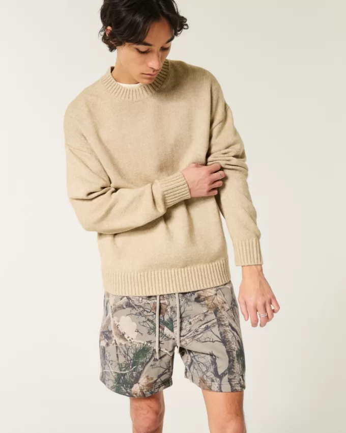Mid-Thigh Camo Loose Fleece Shorts,Mid-Thigh Camo Loose Fleece Shorts