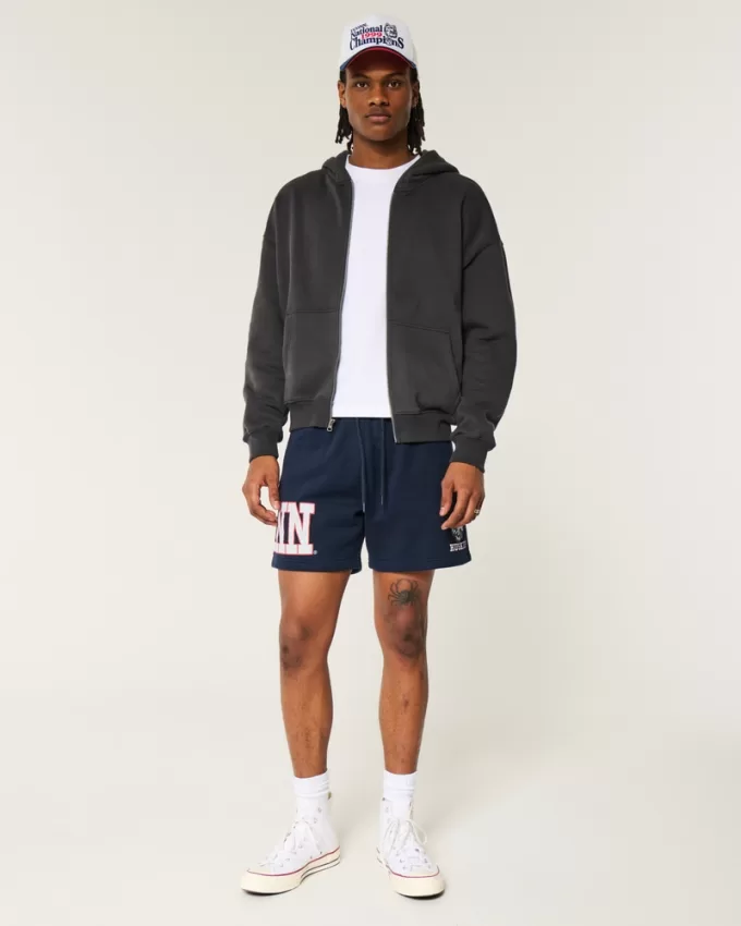 Mid-Thigh Fleece UConn Huskies Graphic Shorts,Mid-Thigh Fleece UConn Huskies Graphic Shorts