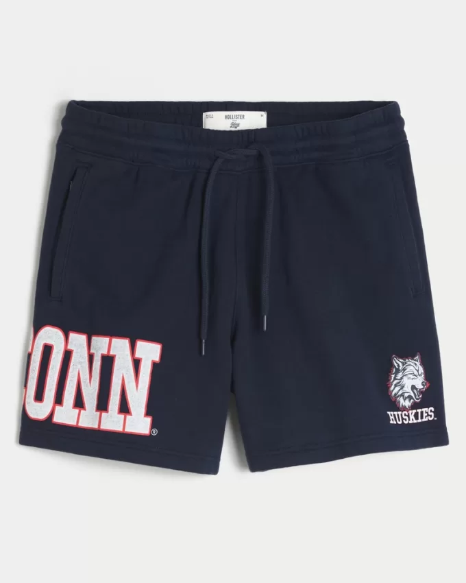 Mid-Thigh Fleece UConn Huskies Graphic Shorts,Mid-Thigh Fleece UConn Huskies Graphic Shorts