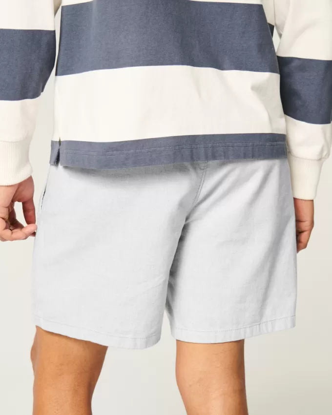 Mid-Thigh Linen-Blend Pull-On Shorts,Mid-Thigh Linen-Blend Pull-On Shorts