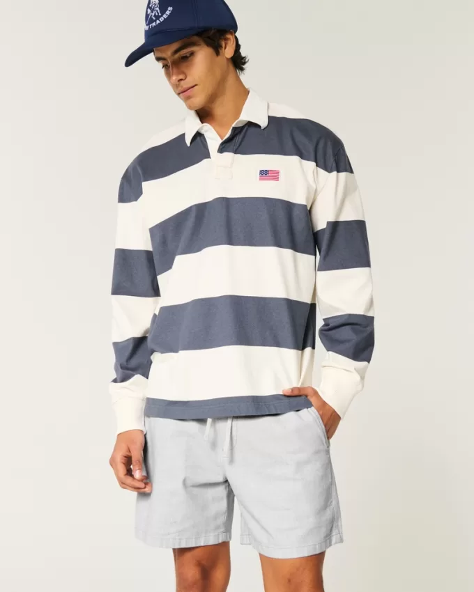 Mid-Thigh Linen-Blend Pull-On Shorts,Mid-Thigh Linen-Blend Pull-On Shorts