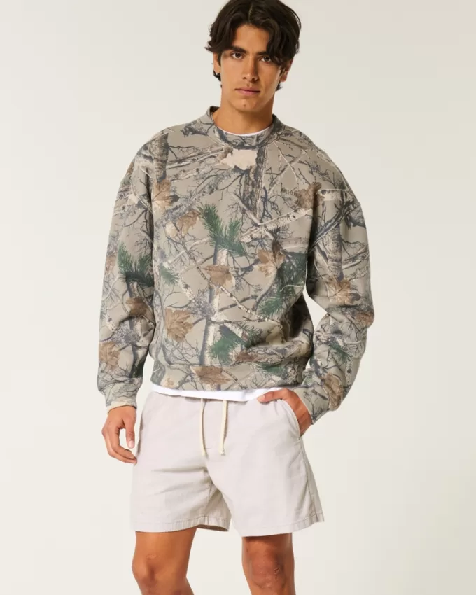 Mid-Thigh Linen-Blend Pull-On Shorts,Mid-Thigh Linen-Blend Pull-On Shorts