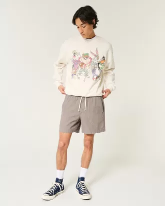 Mid-Thigh Linen-Blend Pull-On Shorts,Mid-Thigh Linen-Blend Pull-On Shorts