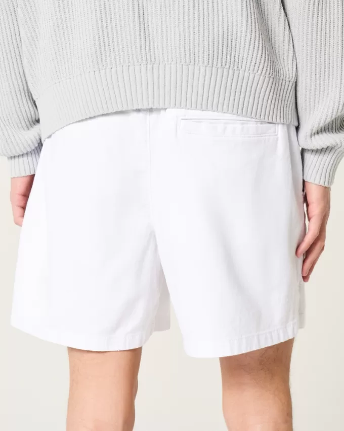 Mid-Thigh Linen-Blend Pull-On Shorts,Mid-Thigh Linen-Blend Pull-On Shorts