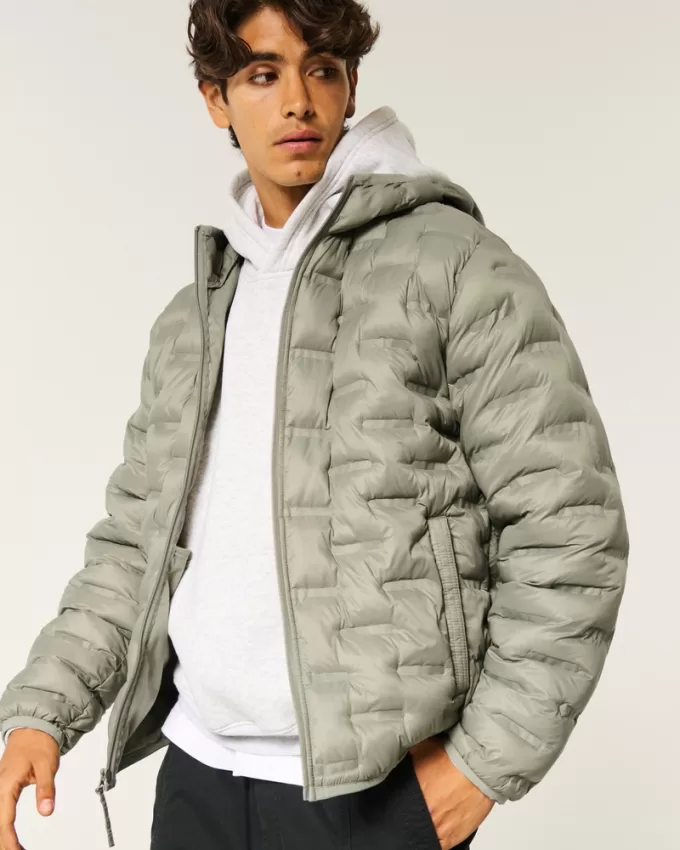 Mid-Weight Hooded Puffer Jacket,Mid-Weight Hooded Puffer Jacket