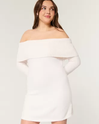 Off-the-Shoulder Skater Sweater Dress,Off-the-Shoulder Skater Sweater Dress Off-the-Shoulder Skater Sweater Dress,Off-the-Shoulder Skater Sweater Dress